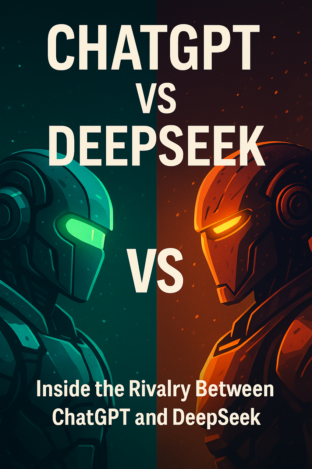 Illustration showing symbolic rivalry between OpenAI's ChatGPT and China's DeepSeek in the artificial intelligence landscape.